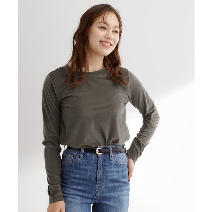 チャコールグレー(014) | シアーカットベロアロンT | grove