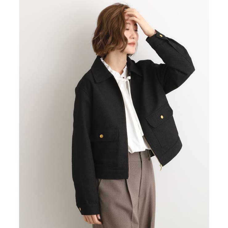 ブラック(019) | カジュアルに羽織れる、大人のツイードトラックジャケット | grove