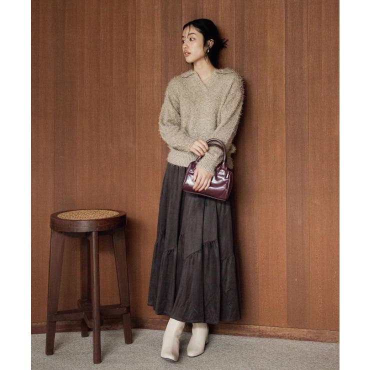 【石川梨花さん着用】スエードライク マキシティアードスカート | grove | 詳細画像6 