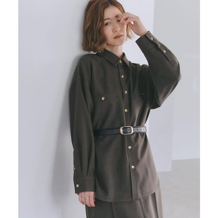 ブラウン(044) | 【カセット服/選べる着丈】洗濯機で洗えるオーバーシャツ | grove