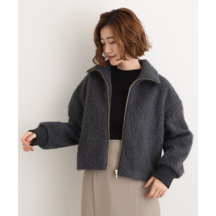 スミクロ(014) | ふんわりと包み込む、リュクスなフェイクファーブルゾン | grove