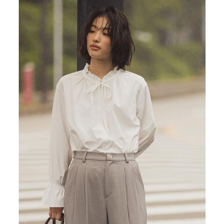 【石川梨華さん着用】フリルカラーリボンブラウス | grove | 詳細画像6 