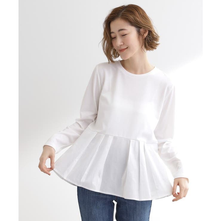 裾切替タックペプラムTシャツ | grove | 詳細画像1 