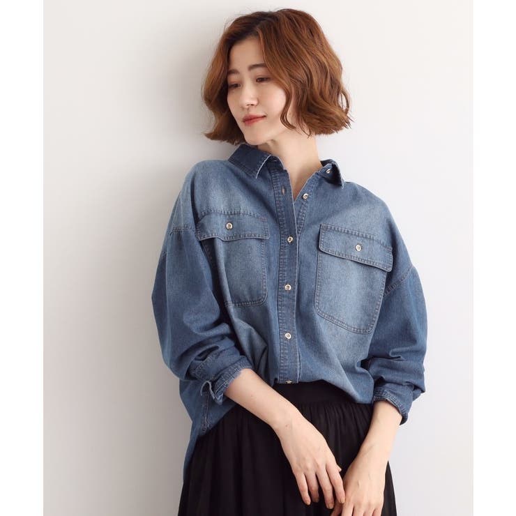 ミッドブルー(092) | 【選べる着丈】オーバーサイズデニムシャツ | grove