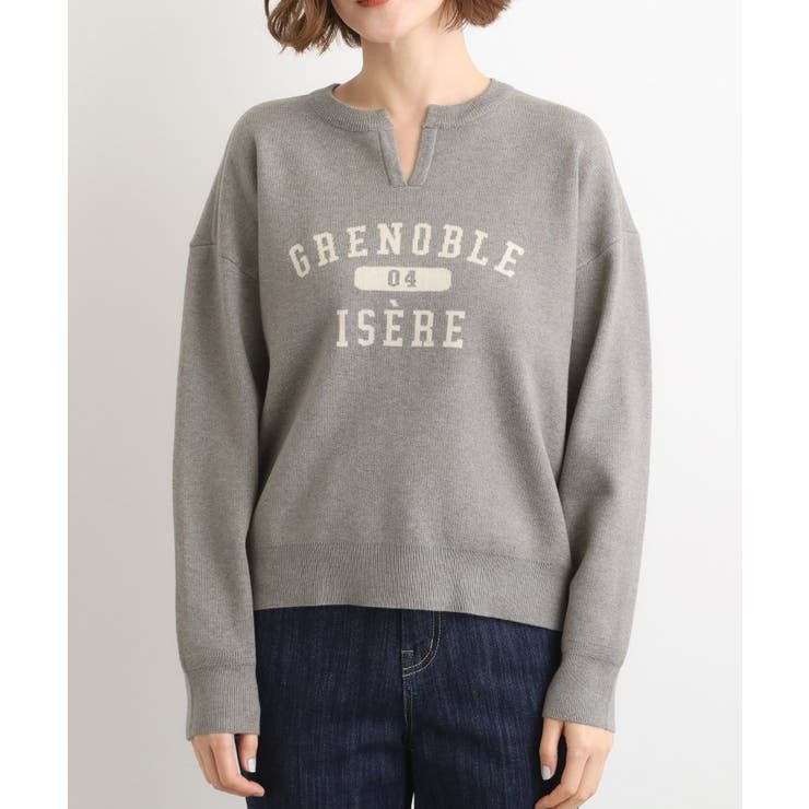 カレッジロゴキーネックニット | grove | 詳細画像13 