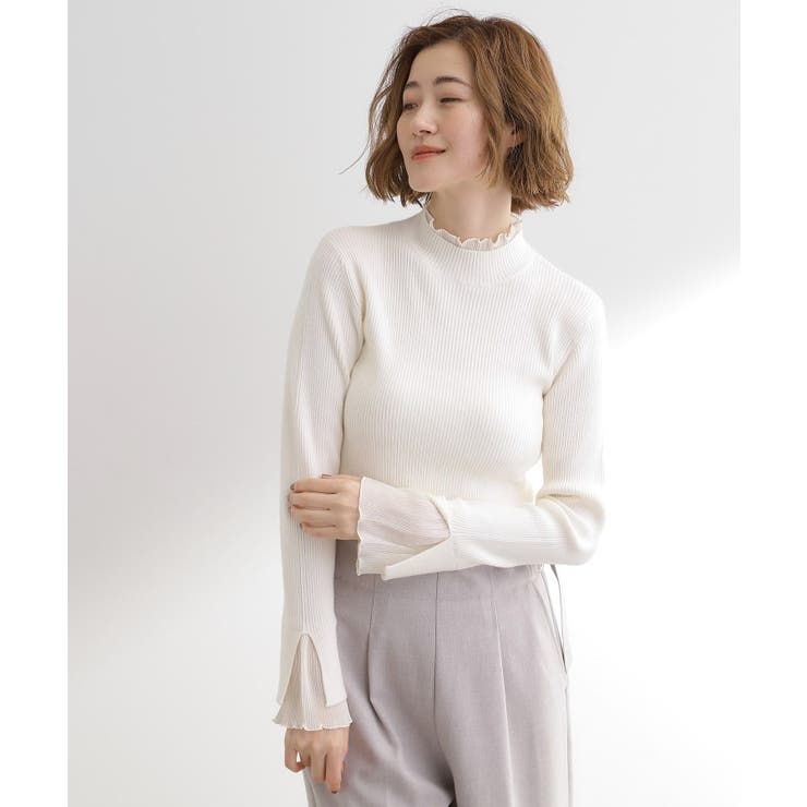 オフホワイト(003) | プリーツレイヤードニットプルオーバー | grove