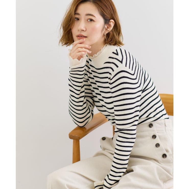 ボーダー(303) | プリーツレイヤードニットプルオーバー | grove