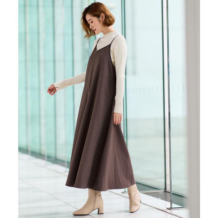 【体型カバー/レイヤード】へリンボンキャミワンピース | grove | 詳細画像6 