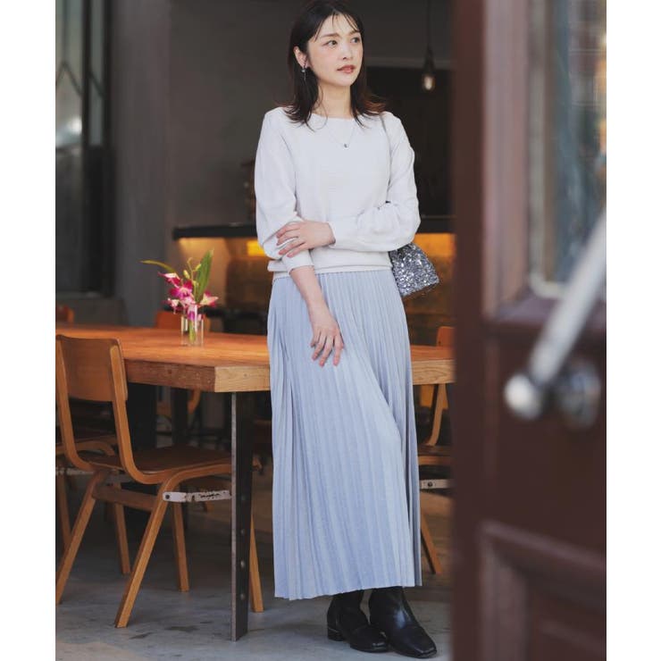 すっきり見えて、やさしく揺れる。大人のスエードライクプリーツスカート | grove | 詳細画像15 