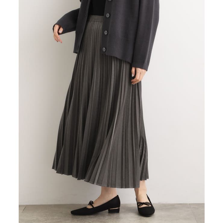 トープ(054) | すっきり見えて、やさしく揺れる。大人のスエードライクプリーツスカート | grove