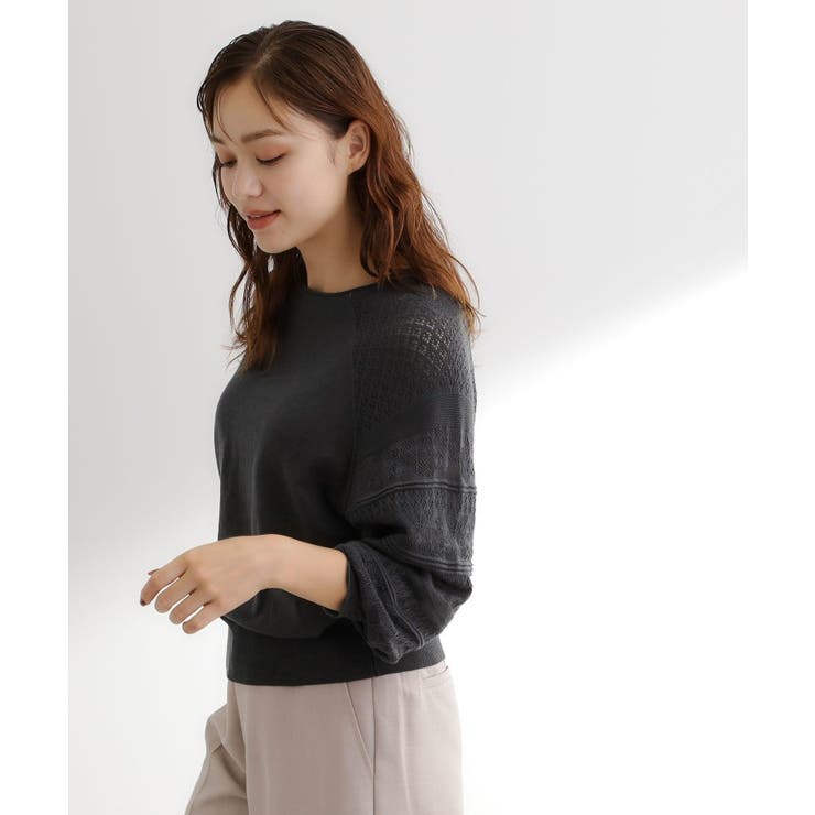 【最終お値下げ！！】袖レース編みラグランスリーブニット | grove | 詳細画像10 