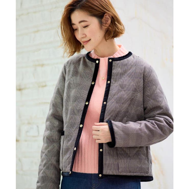 ブラック(219) | 【2WAY・リバーシブル】一枚でチェック柄も無地も！キルトジャケット | grove
