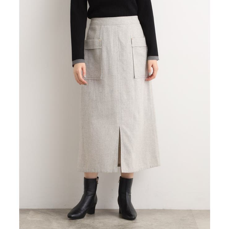 オフホワイト(003) | クラシカルツイード Aラインスカート | grove