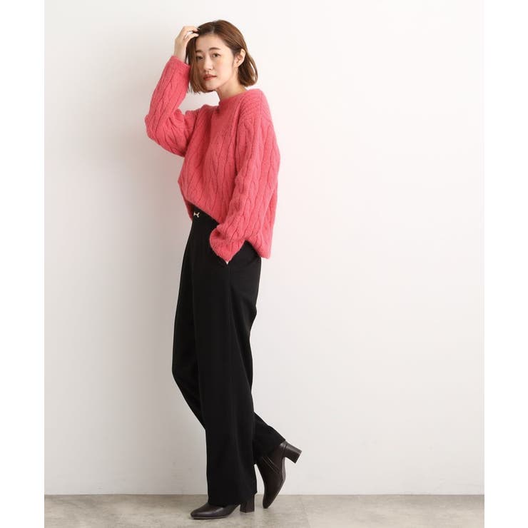 ふんわり包み込む ケーブルボートネックニット | grove | 詳細画像16 