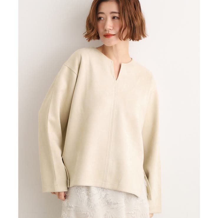 スエード調キーネックプルオーバー | grove | 詳細画像1 