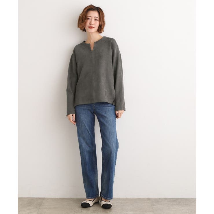 スエード調キーネックプルオーバー | grove | 詳細画像7 