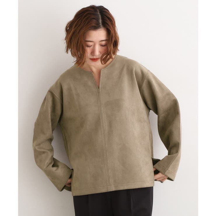 スエード調キーネックプルオーバー | grove | 詳細画像9 