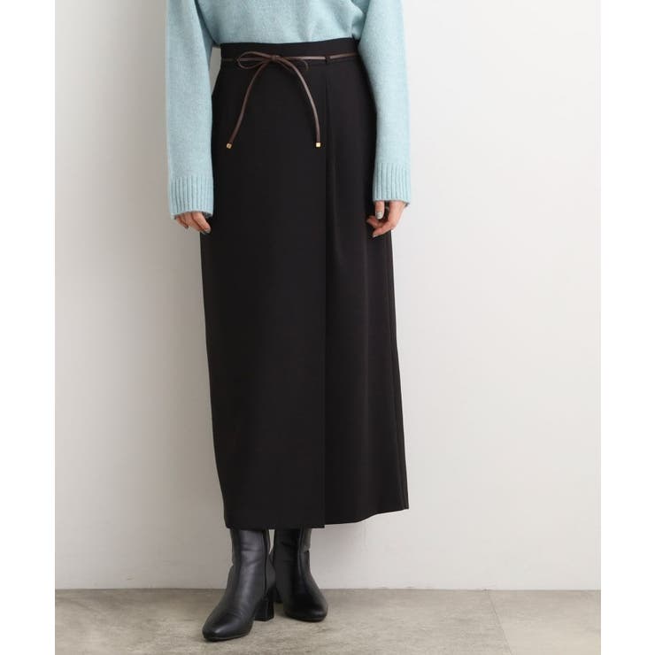 ブラック(019) | 合皮ベルト付きナロースカート | grove