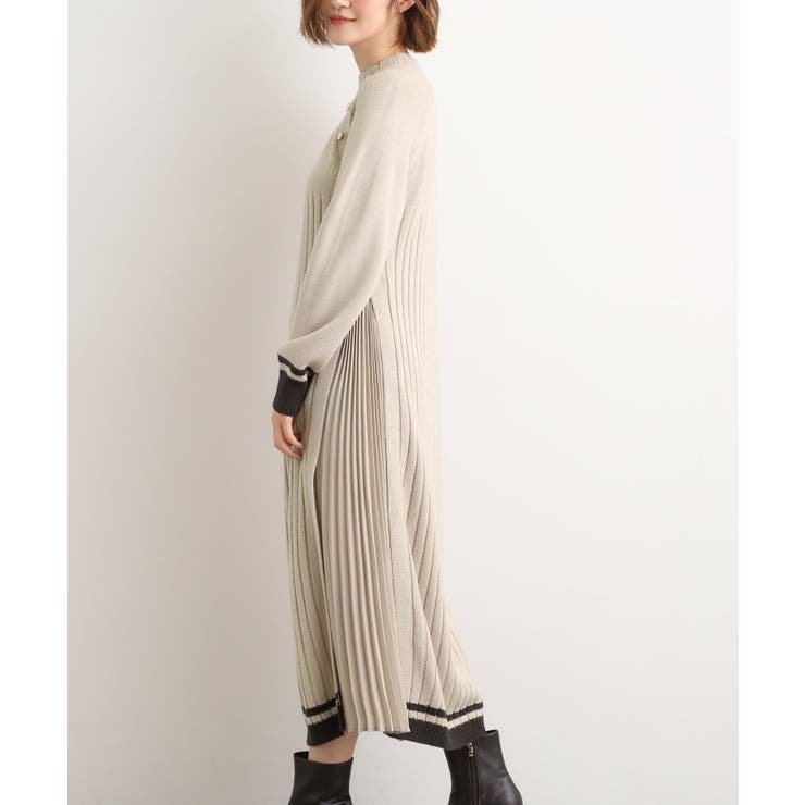 【選べる着丈】配色サイドプリーツニットワンピース | grove | 詳細画像16 