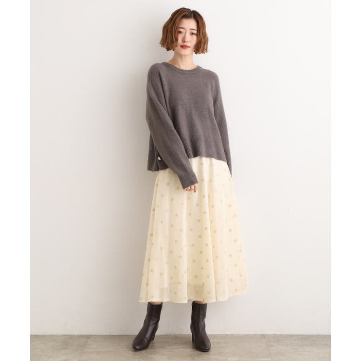 甘さを抑えて、品よく華やぐ メッシュフロッキードットスカート | grove | 詳細画像3 