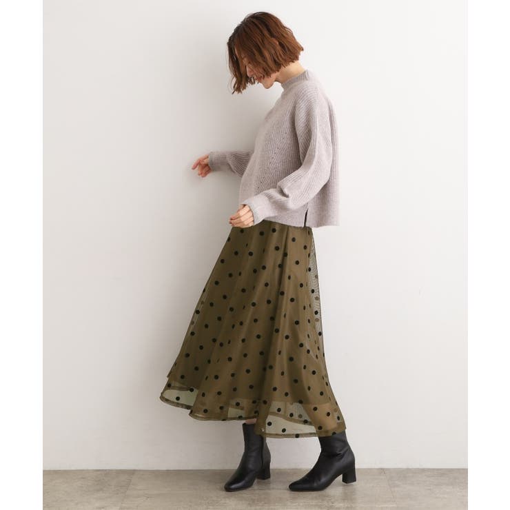 甘さを抑えて、品よく華やぐ メッシュフロッキードットスカート | grove | 詳細画像11 
