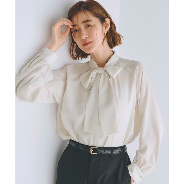 オフホワイト(003) | 2WAYラグランスリーブボウタイブラウス | grove