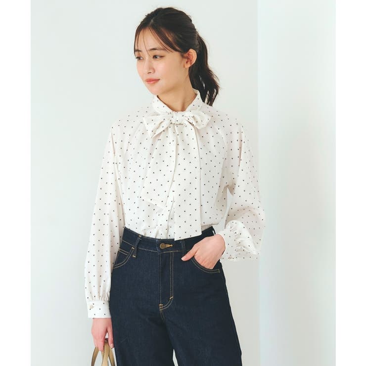 オフホワイト(103) | 2WAYラグランスリーブボウタイブラウス | grove