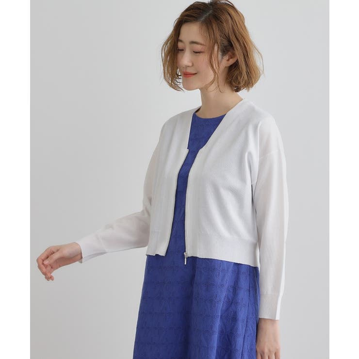 【洗える】シアーニットジップカーディガン | grove | 詳細画像2 