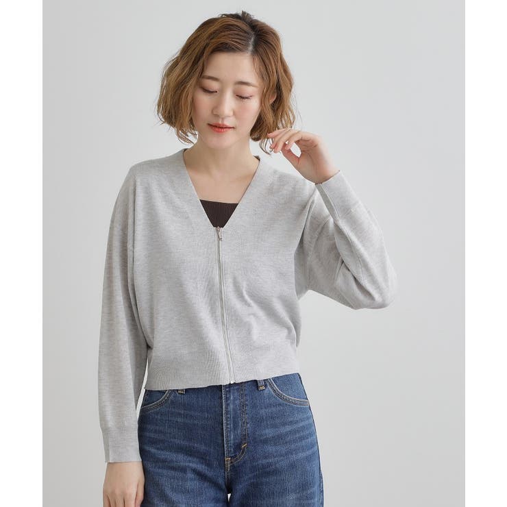 【洗える】シアーニットジップカーディガン | grove | 詳細画像5 