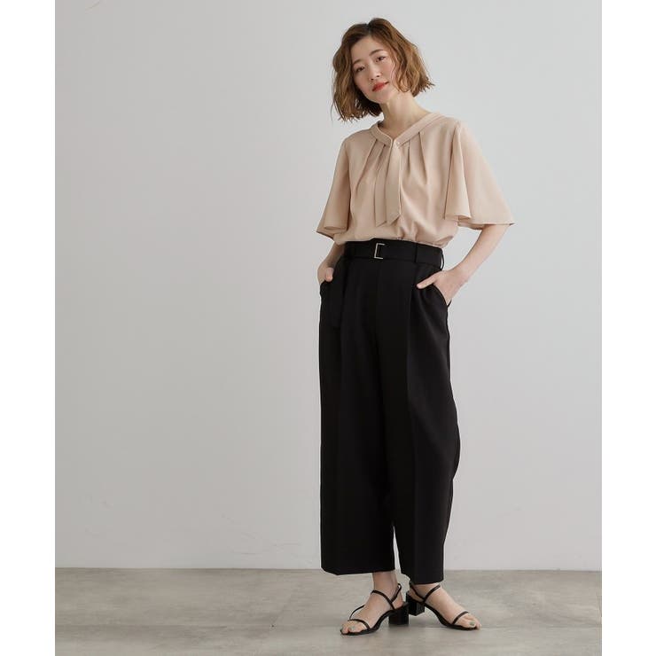 【夏に嬉しい機能付き】リネンライクベルトワイドパンツ | grove | 詳細画像2 