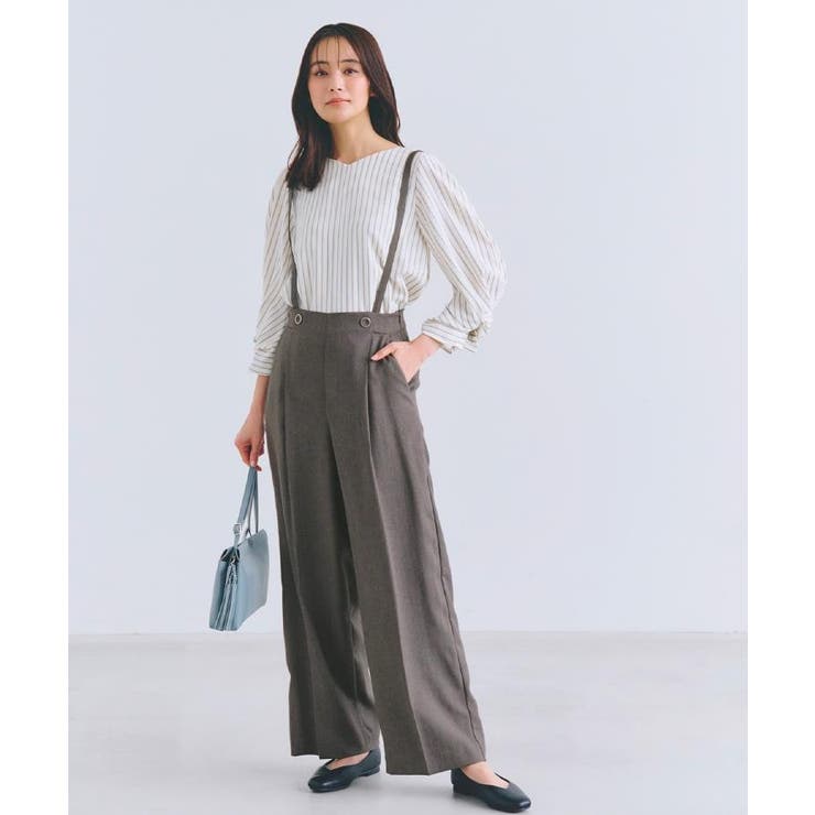 モカブラウン(042) | 2WAYショルダーストラップワイドパンツ | grove