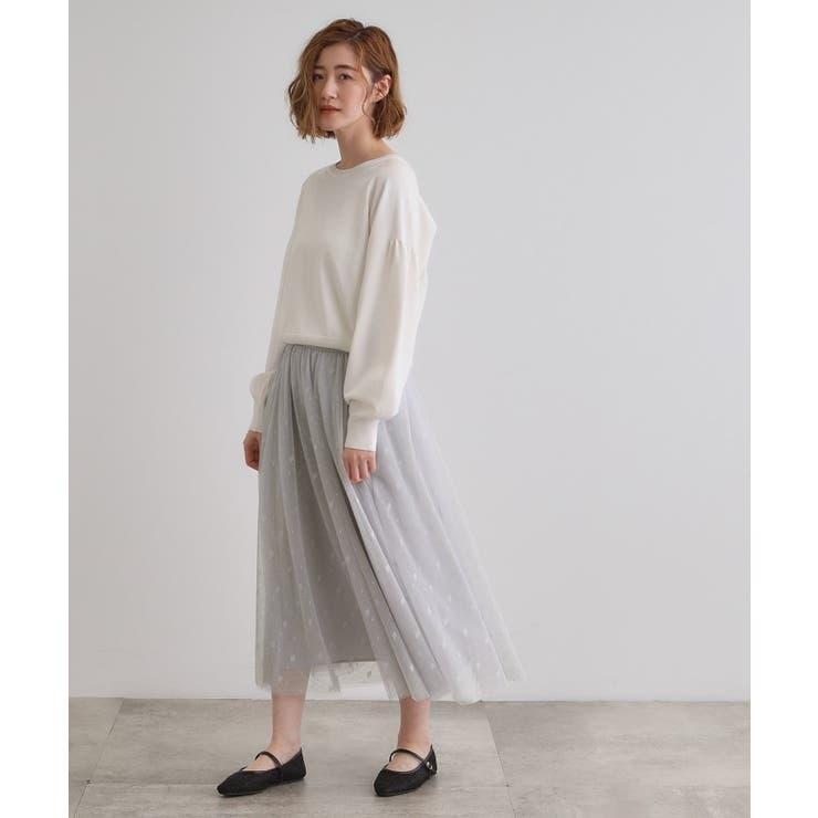 幾何柄チュールスカート | grove | 詳細画像3 