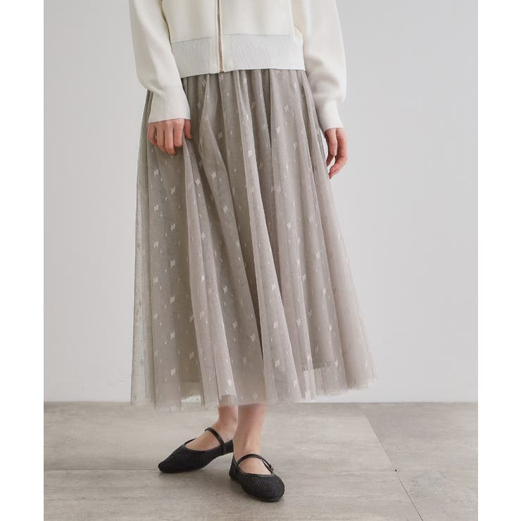 グレージュ(050) | 幾何柄チュールスカート | grove