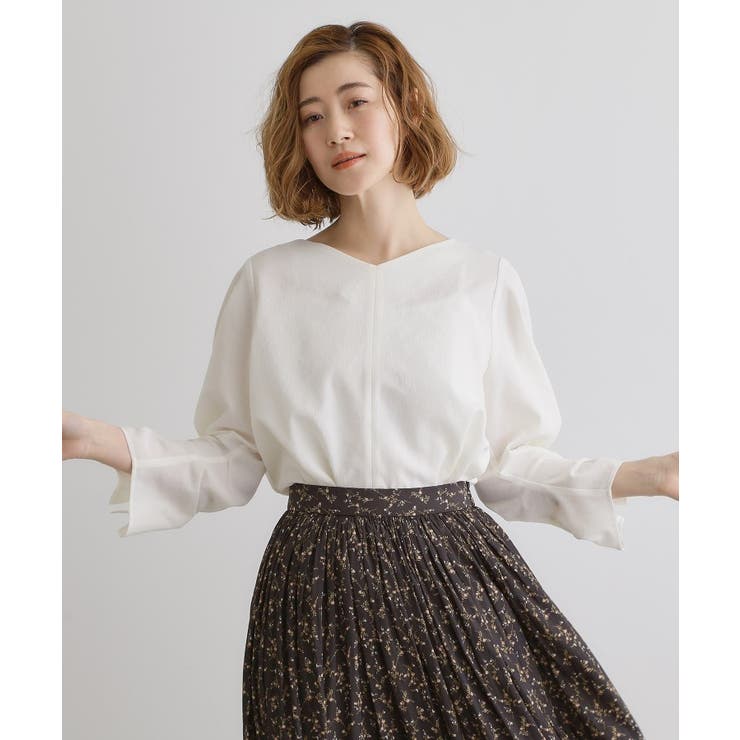 【毎日着たい】麻調メッシュ袖コンシャスブラウス | grove | 詳細画像2 