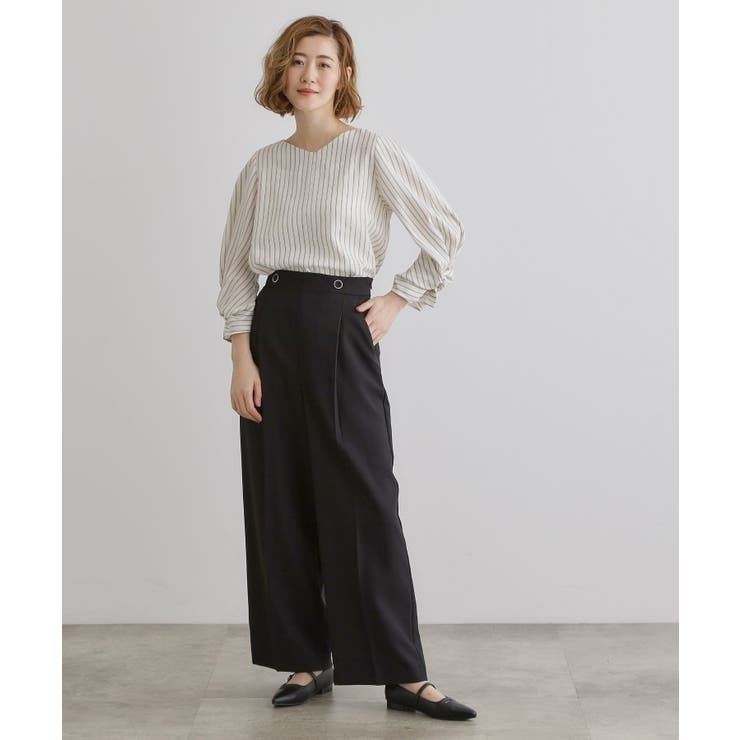 【毎日着たい】麻調メッシュ袖コンシャスブラウス | grove | 詳細画像13 