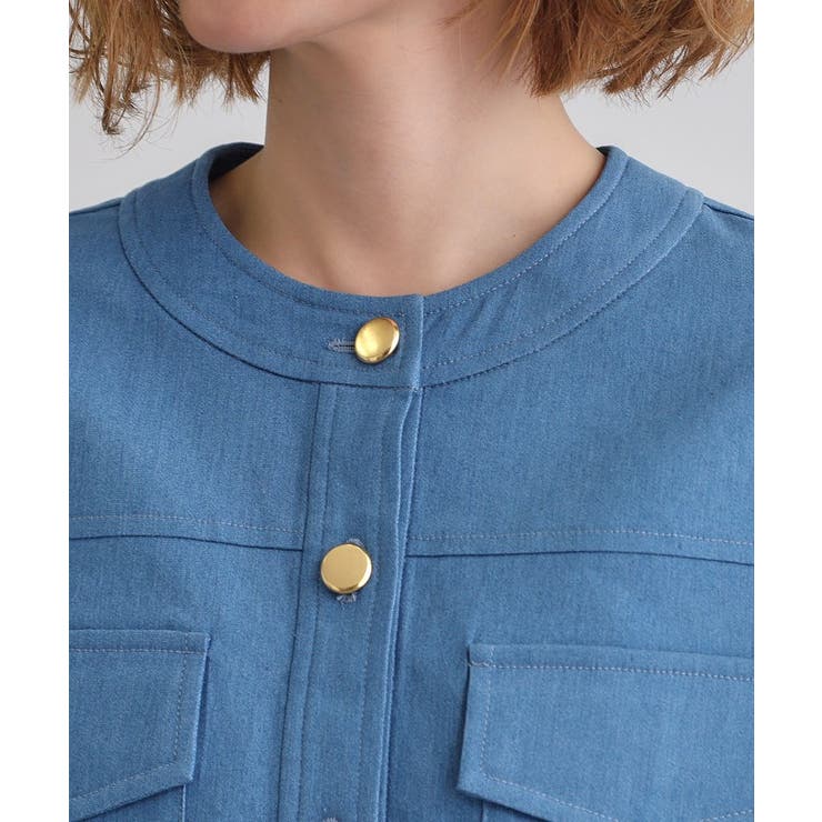 ライトデニムノーカラージャケット | grove | 詳細画像17 