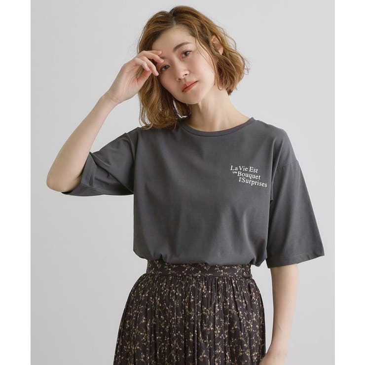 五分袖ロゴプリントTシャツ | grove | 詳細画像6 