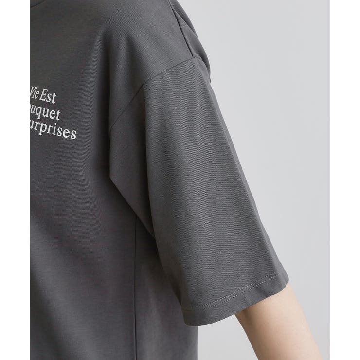 五分袖ロゴプリントTシャツ | grove | 詳細画像25 