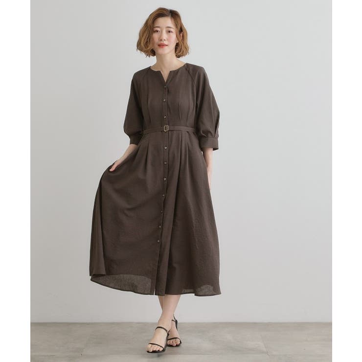 麻調メッシュラグランスリーブワンピース | grove | 詳細画像3 