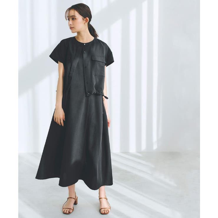 ブラック(019) | 【品よく着こなす、大人のワークスタイル】ワークジャケット×ワンピースセット | grove