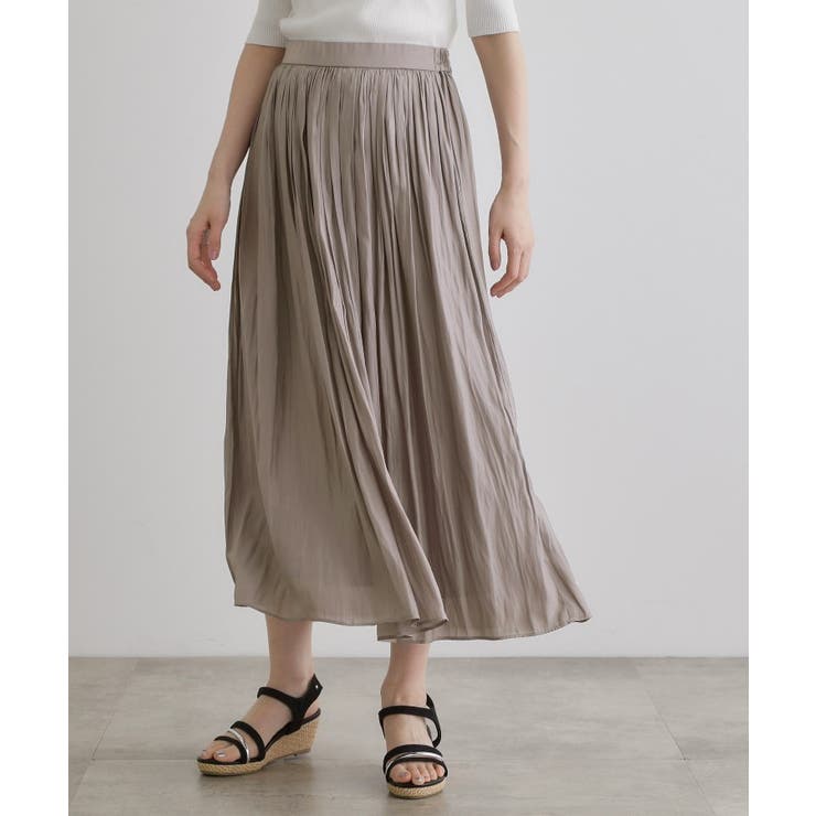 グレー(012) | 割線サテンギャザースカート | grove