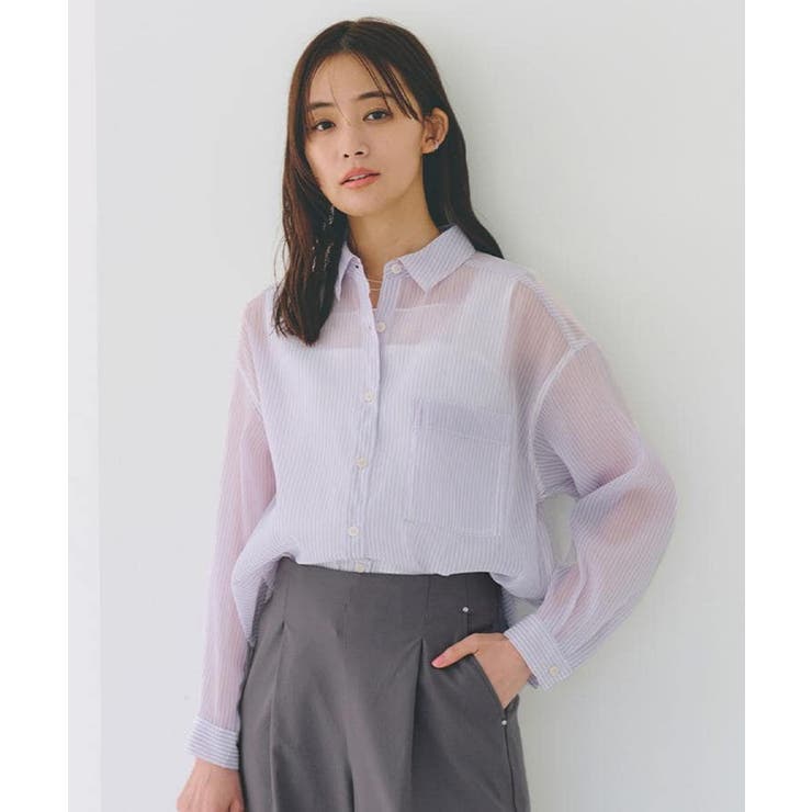 ブルーオフストライプ(191) | 【大人の抜け感スタイル】ストライプアソートシアーオーバーシャツ | grove