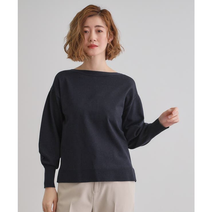 ネイビー(094) | 袖タックラメニットプルオーバー | grove
