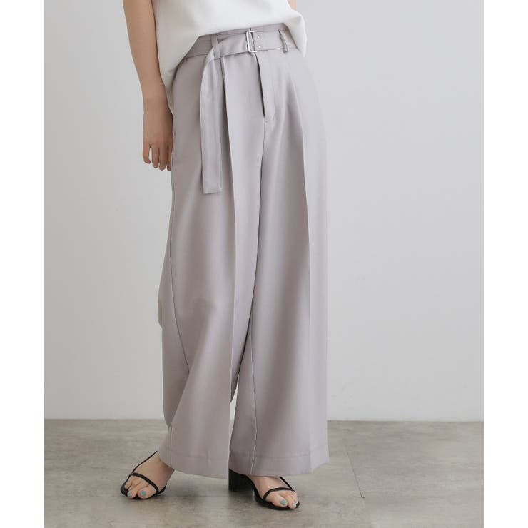 デニムライクベルト付きワイドパンツ | grove | 詳細画像10 