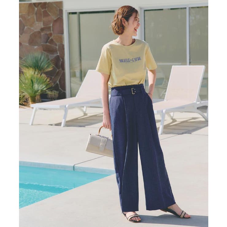 デニムライクベルト付きワイドパンツ | grove | 詳細画像8 