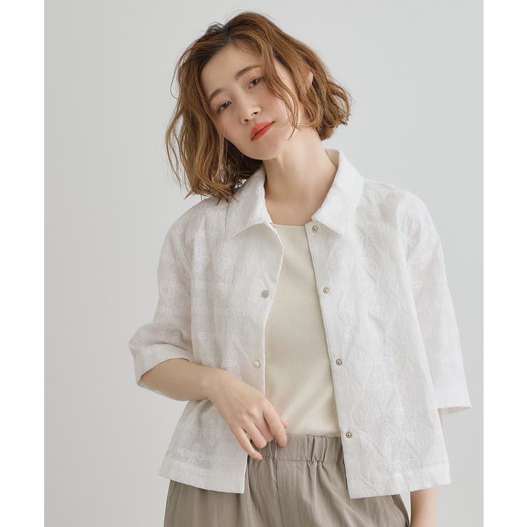 刺繍レースショートジャケット | grove | 詳細画像1 