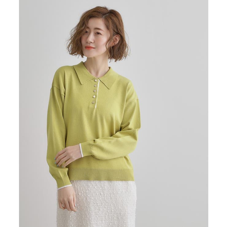 配色ポロニットプルオーバー | grove | 詳細画像5 