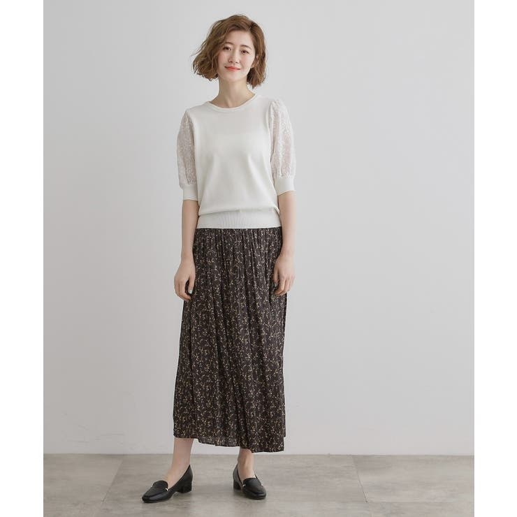 ほんのり透ける抜け感がポイント！袖刺繍5分袖プルオーバー | grove | 詳細画像3 