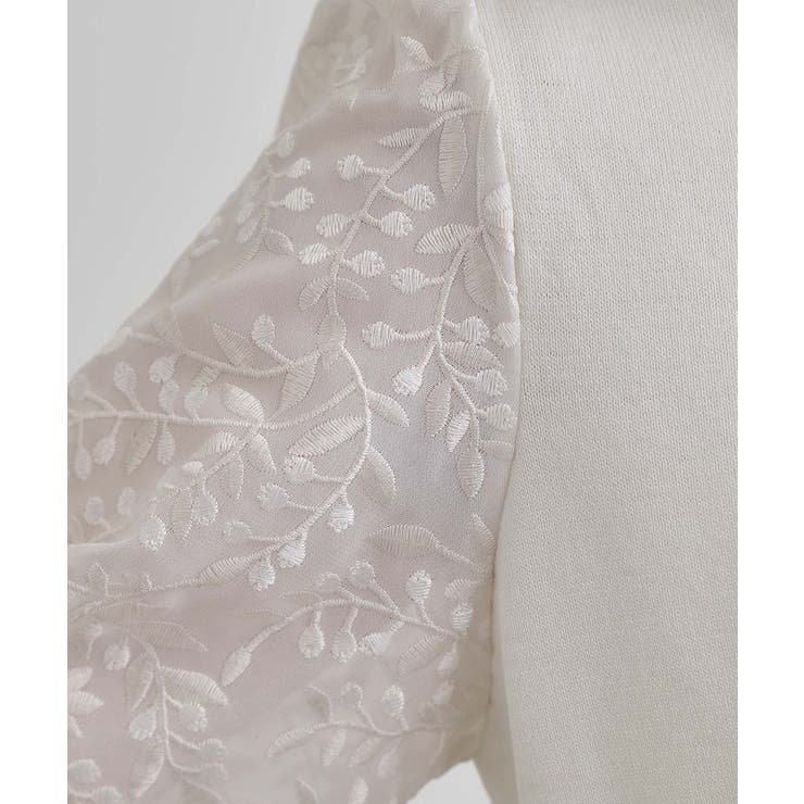 ほんのり透ける抜け感がポイント！袖刺繍5分袖プルオーバー | grove | 詳細画像5 