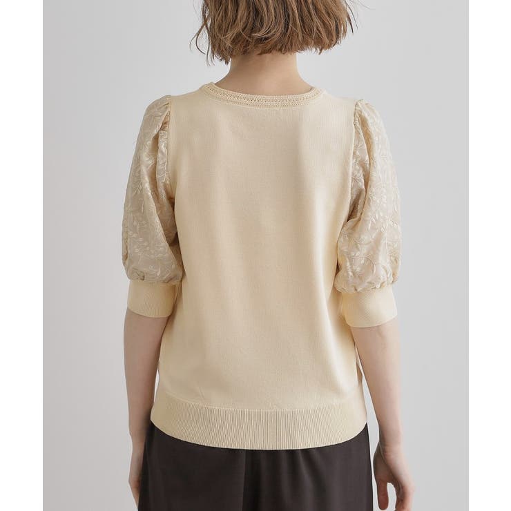 ほんのり透ける抜け感がポイント！袖刺繍5分袖プルオーバー | grove | 詳細画像20 